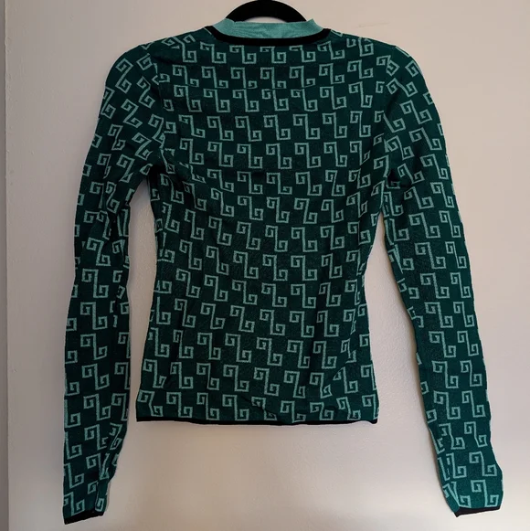 NWT & Other Stories Stockholm Atelier Geometric Pattern Green Sweater Size XS - Picture 7 of 7